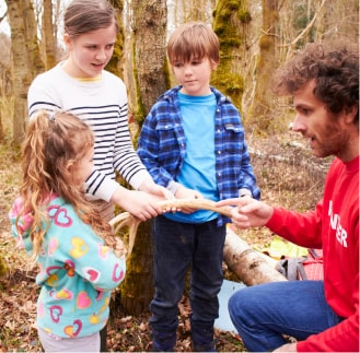 Children in the wood with adult